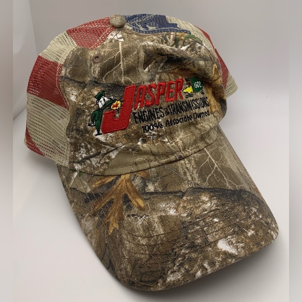 JASPER Engines & Transmissions Hat Camo w/Mesh Flag Baseball Cap Embroidered New